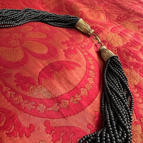 Vintage Multi Strand Black Seed Bead Necklace - Picture 5 of 10